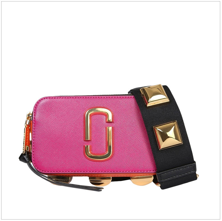 marcjacobs马克·雅可布女士牛皮经典logo徽标铆钉装饰相机包单肩斜