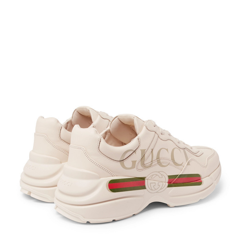 gucci/古驰 爆款男士象牙色皮革印花字母老爹鞋