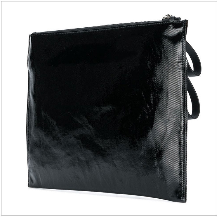 valentino华伦天奴 男士黑色漆皮vltn字母手拿包