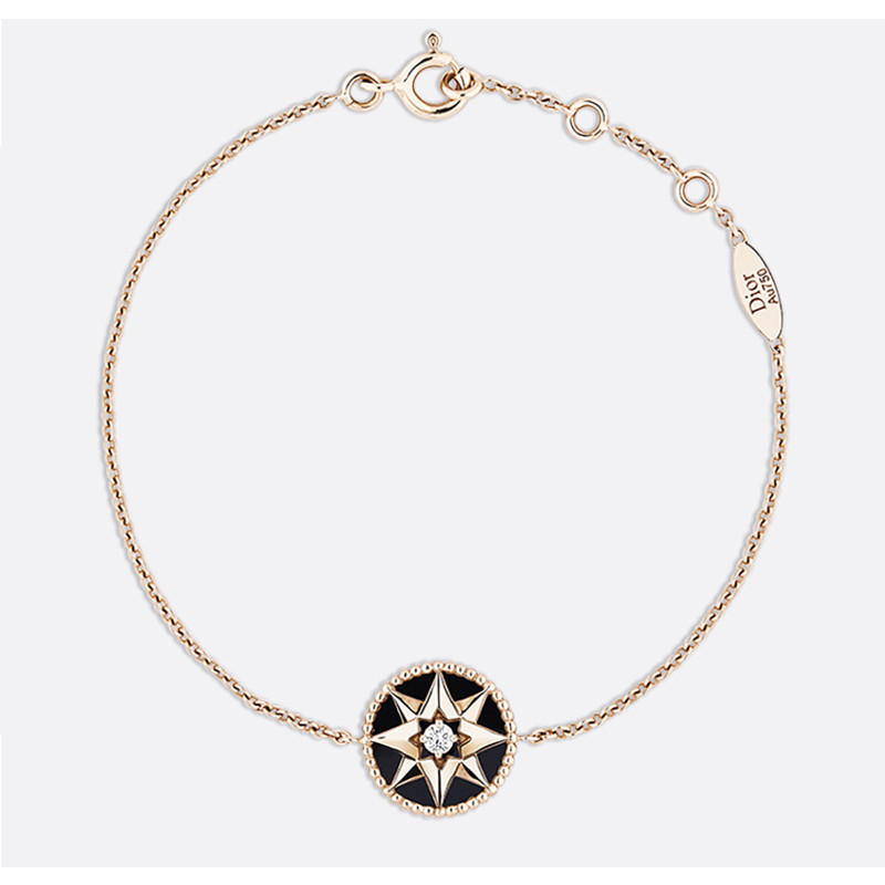 dior/迪奥 八芒星 缟玛瑙 镶嵌钻石吊饰手链 18k金 手链 jrdv95018