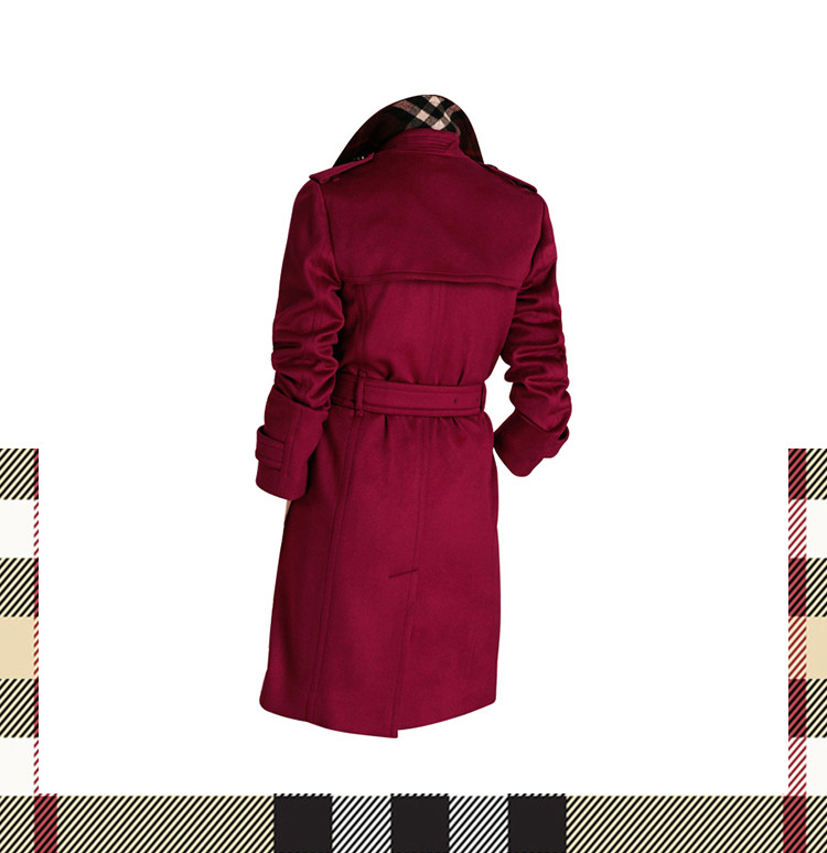 burberry/博柏利 女士酒红色裹身羊绒风衣 4019188-s#181216czf