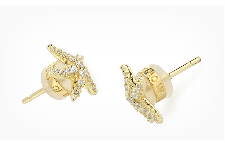 apm monaco/apm monaco 女士金黄色纯银镶晶钻海星耳钉 ae9546oxy