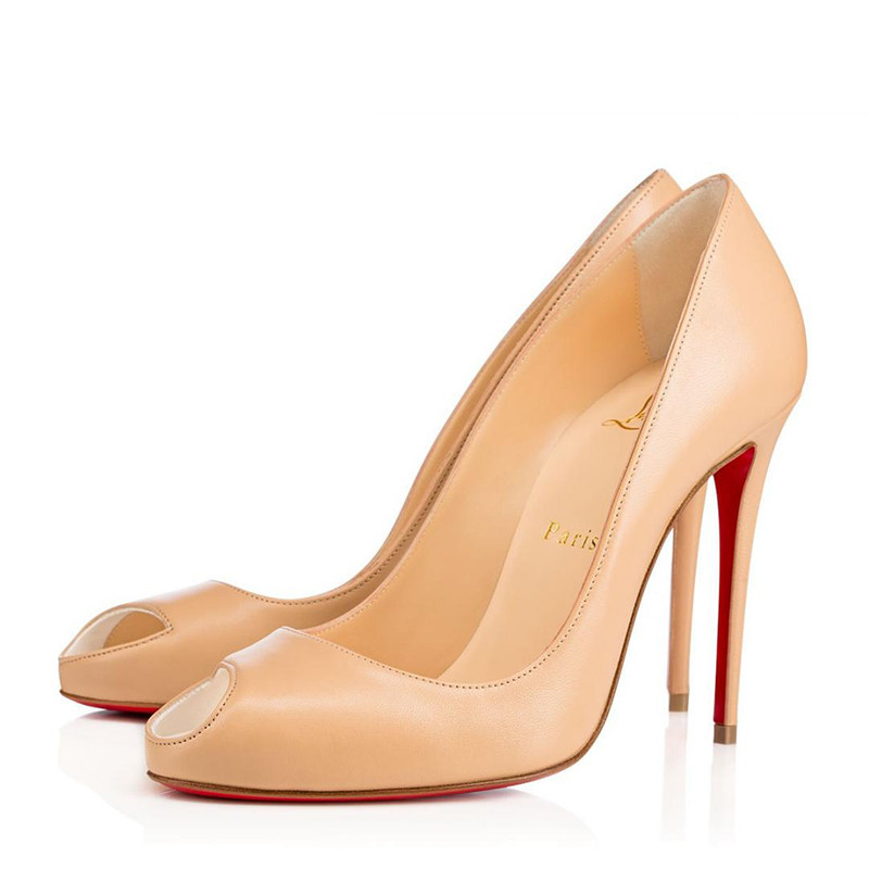 christian louboutin(克里斯提鲁布托) 米黄色皮质女士高跟鞋 38