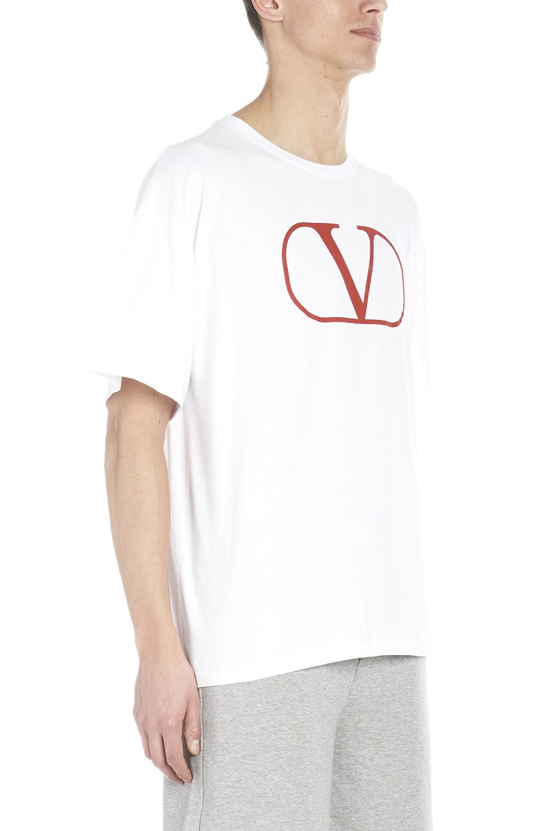valentino/华伦天奴 男士白色标志纯棉圆领短袖t恤 rv0mg01ppmaa33