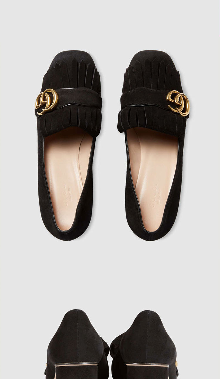 gucci/古驰 女士麂皮双g低跟凉鞋 低/中跟鞋 408208 c2000 1000