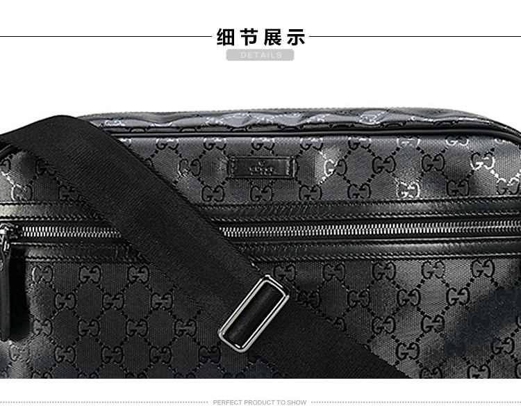 gucci/古驰 男款黑色牛皮双g单肩斜挎包 211107 fu4cr 1000-077