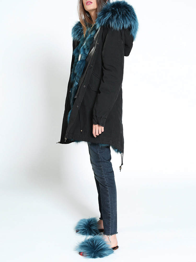 mr&mrs italy pm332sc1 皮草衬里中长款帆布派克外套(非质量问题不