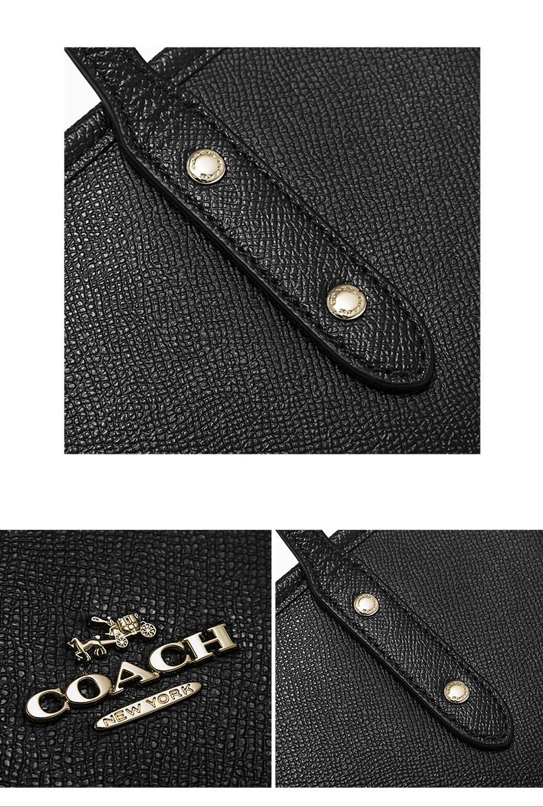 coach 蔻驰 女士黑色粒面皮单肩包 托特包tote包 大号 f58846 imblk