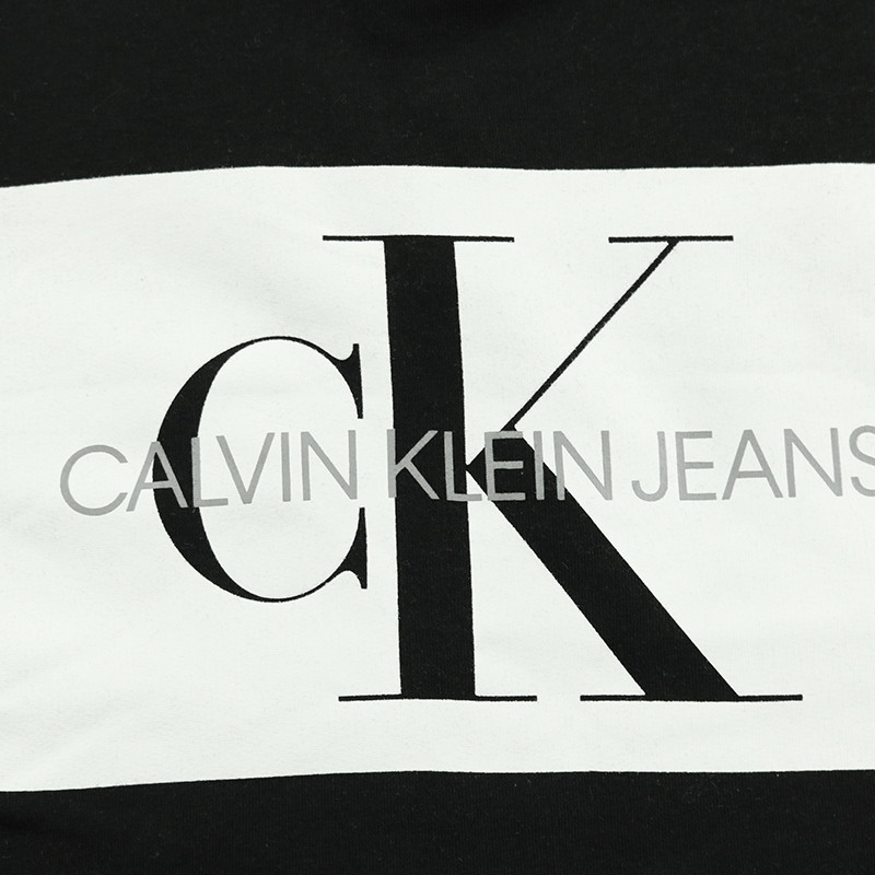 calvin klein/卡尔文·克莱因ck男士休闲卫衣胸口方格logo圆领套头衫