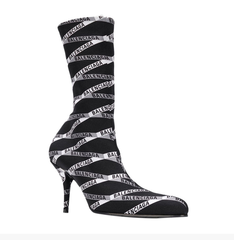【包税】balenciaga/巴黎世家 女士时尚徽标印花长筒靴细高跟鞋女鞋