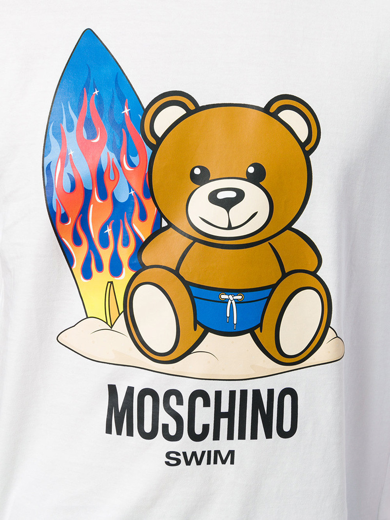 moschino/莫斯奇诺 2018年春夏新款 冲浪泰迪熊男士短袖t恤 两色可选