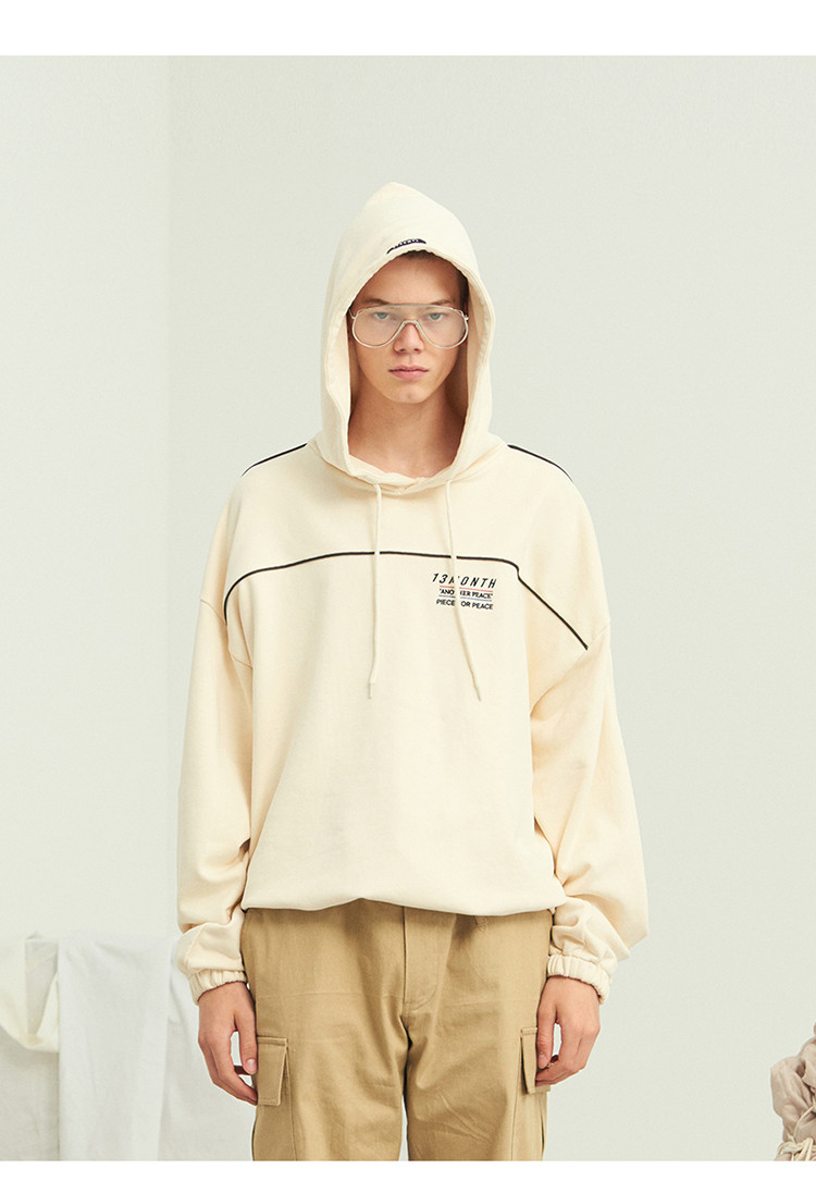 13month/13month piping腰部带子米色连帽卫衣