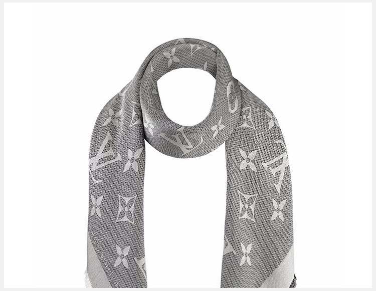 包税louisvuitton路易威登lv女士老花灰色羊毛披肩围巾围脖丝巾m70659