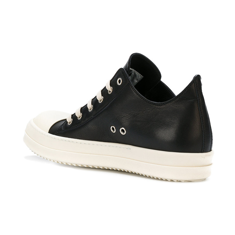 rick owens/瑞克欧文斯 经典黑色皮面低帮大匡威休闲鞋 rp17f7891