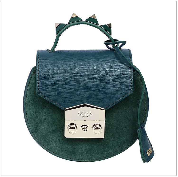 salar/salar18秋冬carol系列女士牛皮时尚铆钉链条单肩斜挎包手提包