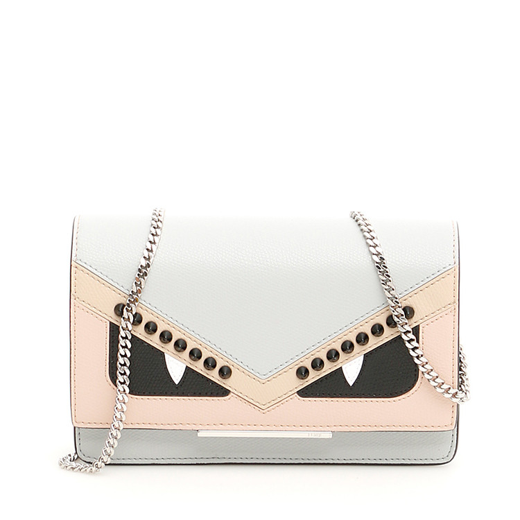 fendi/芬迪 新品女包拼色眼睛小恶魔手拿包单肩包8m0346a3axf136s 浅