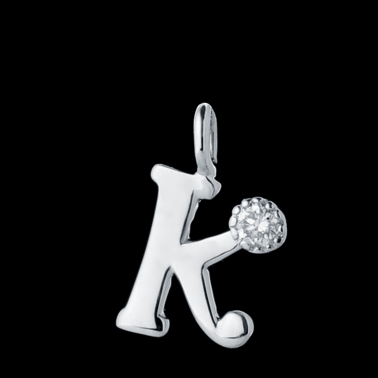 half&half 英文字母k做型 18k金 镶单钻 吊坠 dn23914w001-12823