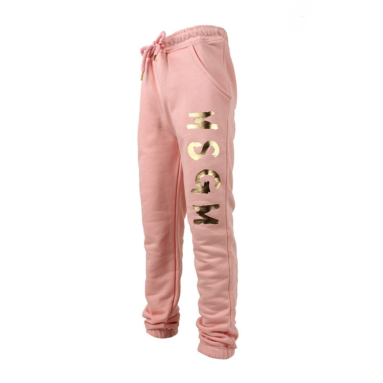 msgm/msgm 儿童纯棉字母印花休闲长裤运动裤 007291 浅粉色 12a