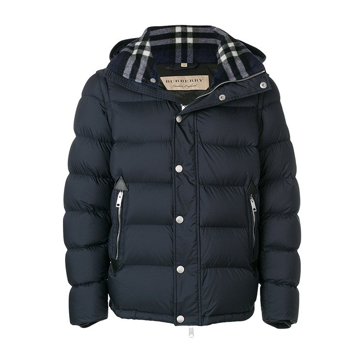 【包税】burberry/博柏利 海军蓝色连帽男士羽绒服外套# 4058194