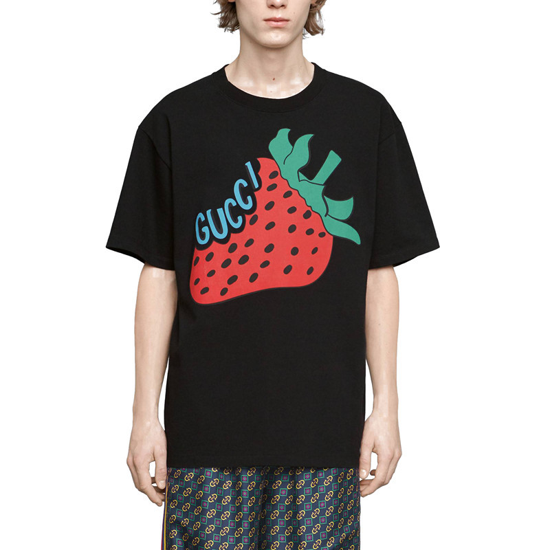 【gucci古驰 男士短袖t恤】gucci/古驰 2019春夏男士休闲gucci草莓