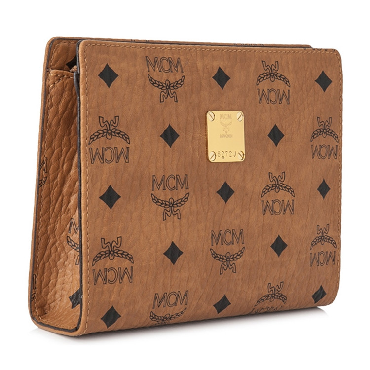 mcm/mcm visetos original女士帆布拉链手拿包 mxz8avi69bk001