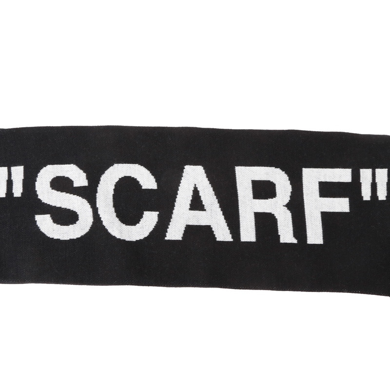 off-white/off-white 男士黑色字母logo流苏围巾 羊毛 omma001e1