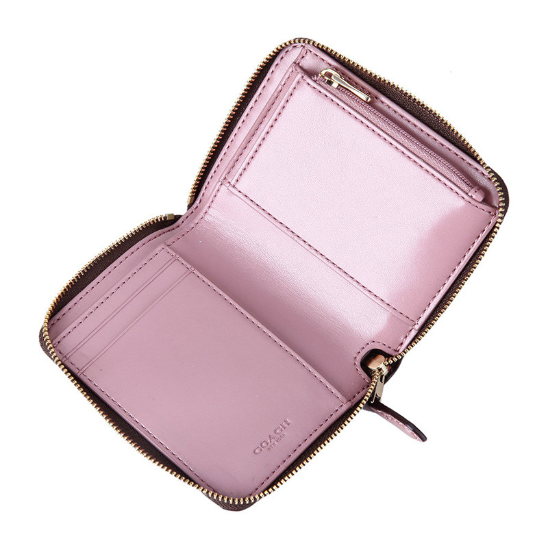 coach/蔻驰 女士深咖色印花pvc拉链零钱包钱包 f31955imbmc-146#18