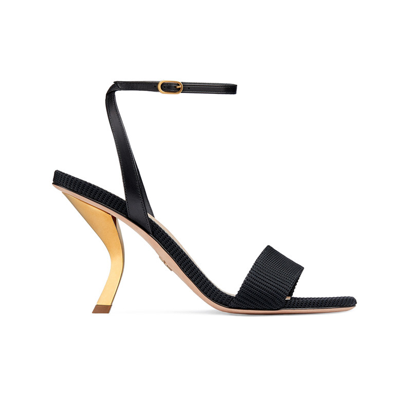 dior/迪奥 19春夏女士新款纯色织物一字带高跟凉鞋 两色可选