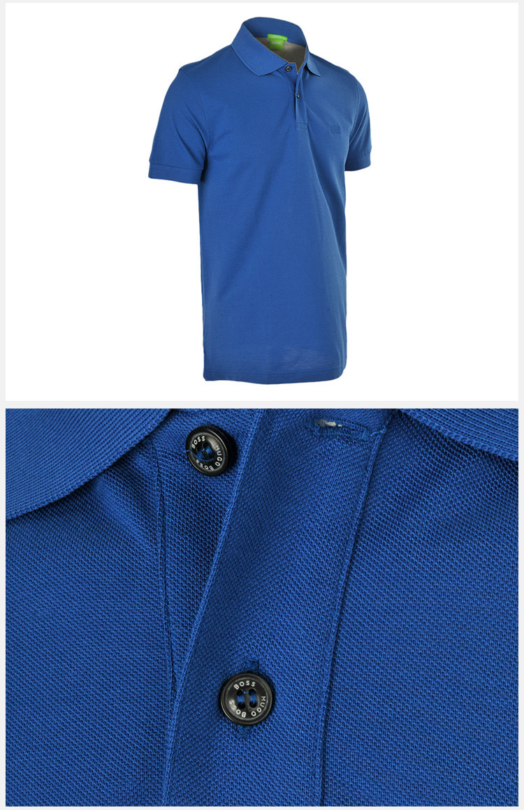 【包税】hugo boss/雨果波士 男士全棉商务休闲翻领短袖polo衫 深蓝色