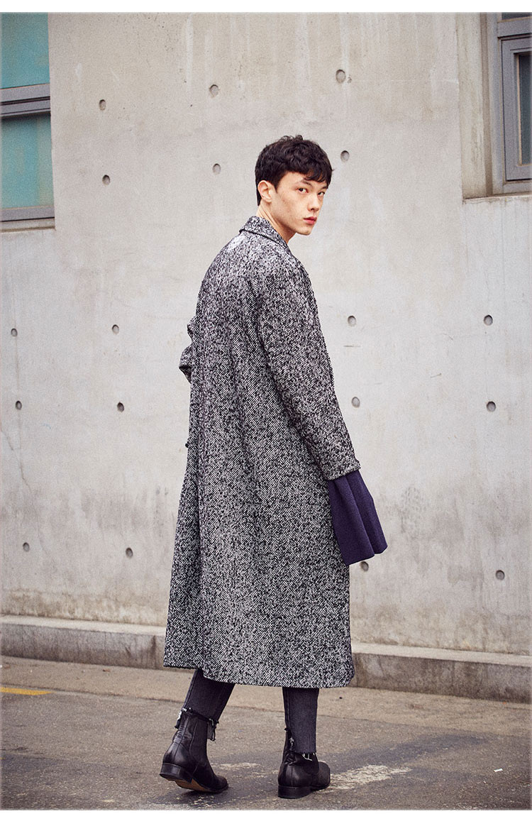 13month 男士大衣羊毛混纺韩国欧巴风 16f0230