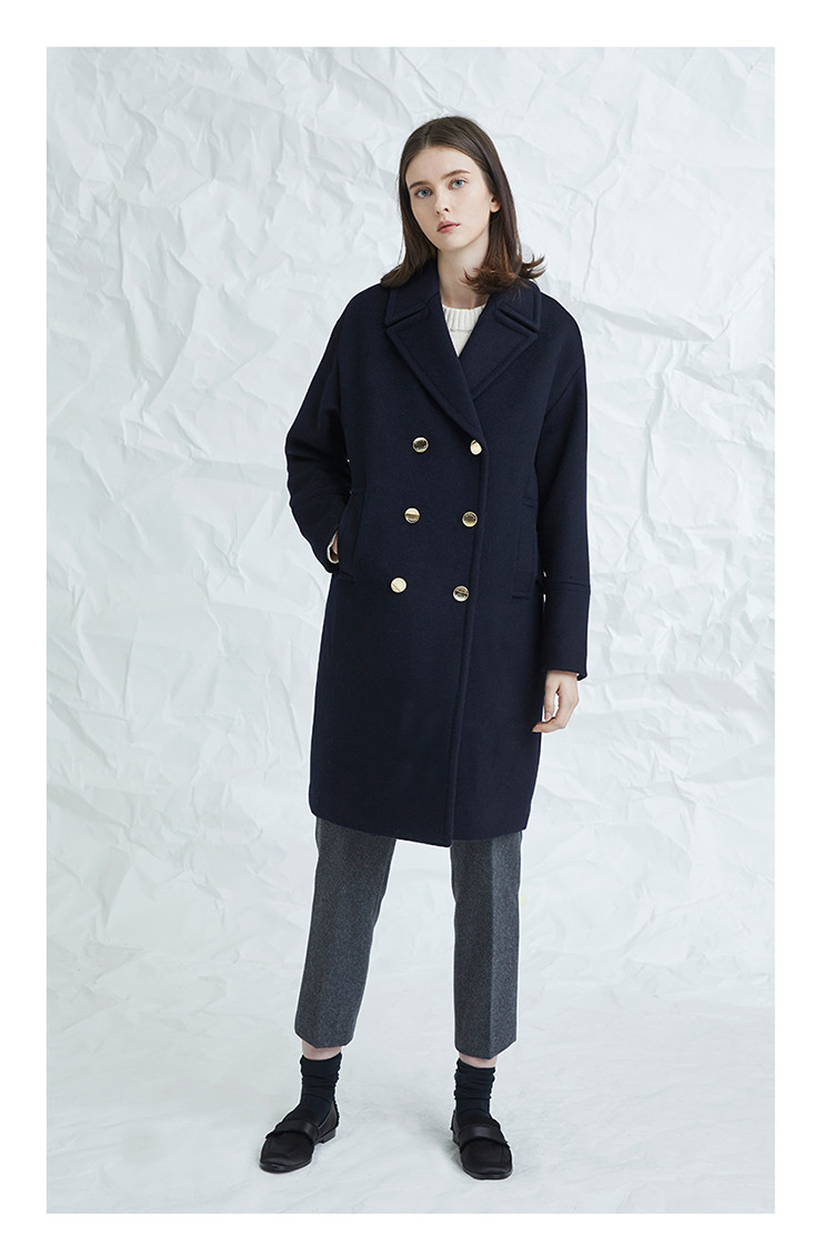 millogrem 女士藏蓝色羊毛大衣