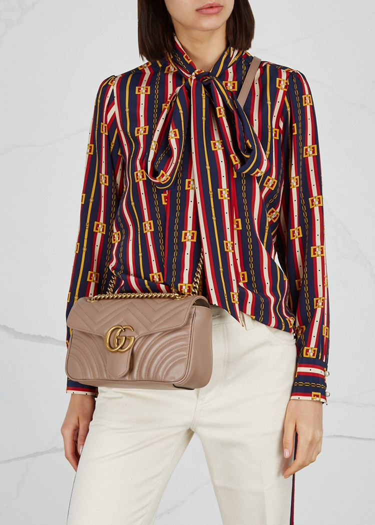 gucci/古驰 gg marmont 26 小号皮革珩缝 单肩包 443497 dtdit