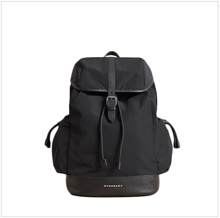 burberry 巴宝莉 男士皮革装饰时尚休闲双肩包黑色