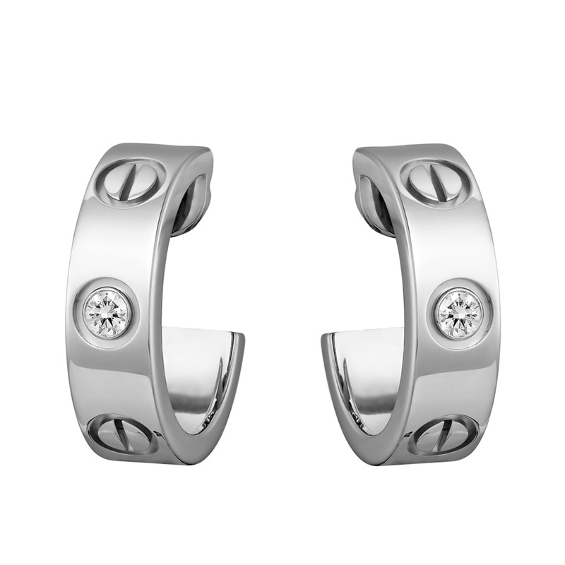 cartier/卡地亚 经典love系列 白色k金 钻石 时尚耳环 b8022800
