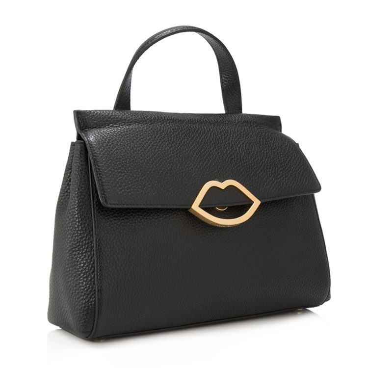 lulu guinness/lulu guinness small gertie女士黑色粒面皮革手提肩