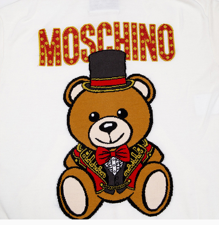 【包税】moschino 莫斯奇诺 女装 服饰 白色羊毛时尚小熊图案连帽