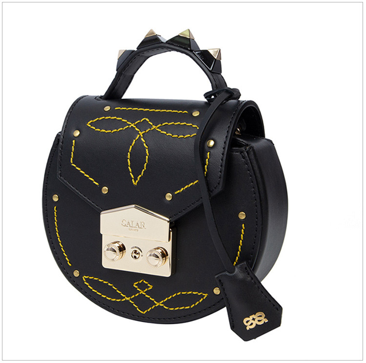 salar/salar milano carol stitch系列 女士牛皮金字塔铆钉刺绣花纹单