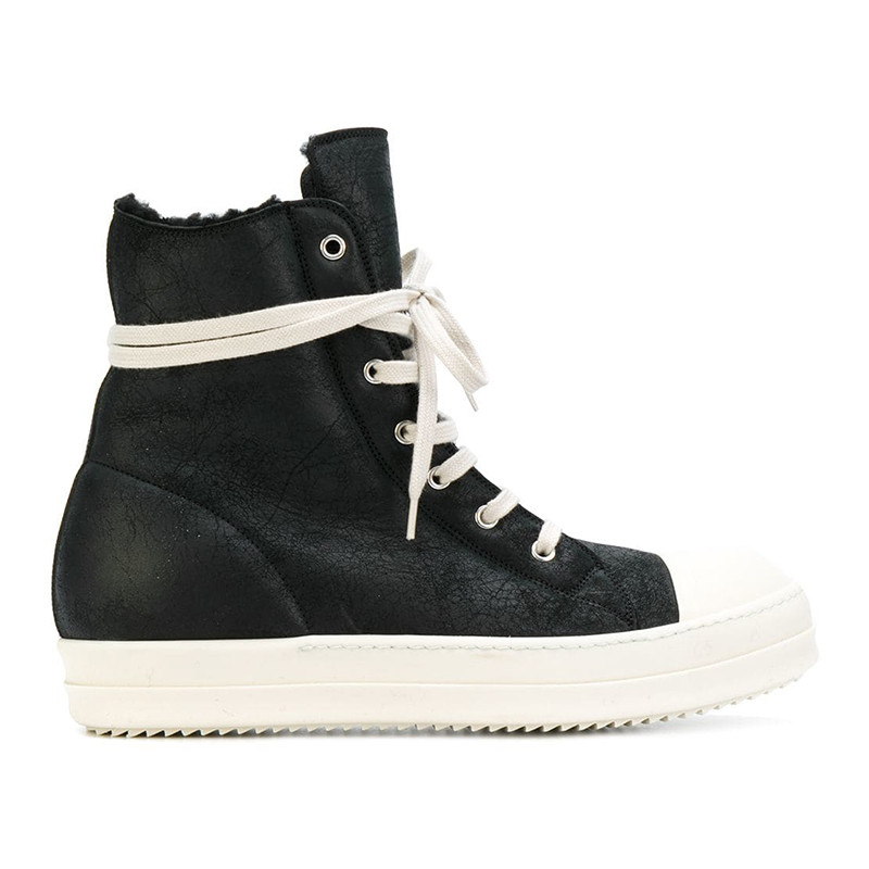 rick owens/瑞克欧文斯 经典款男士羊羔毛大匡威休闲运动鞋 ru17f8880