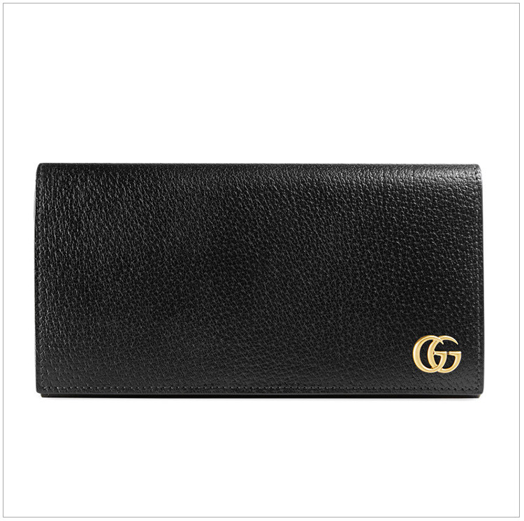 gucci 古驰 20春夏 男士黑色牛皮双g标识长款钱夹钱包