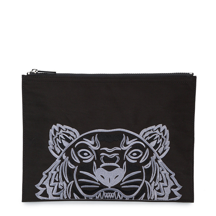 【包税】kenzo/ 高田贤三 黑色老虎刺绣手拿包 f765pm302f20