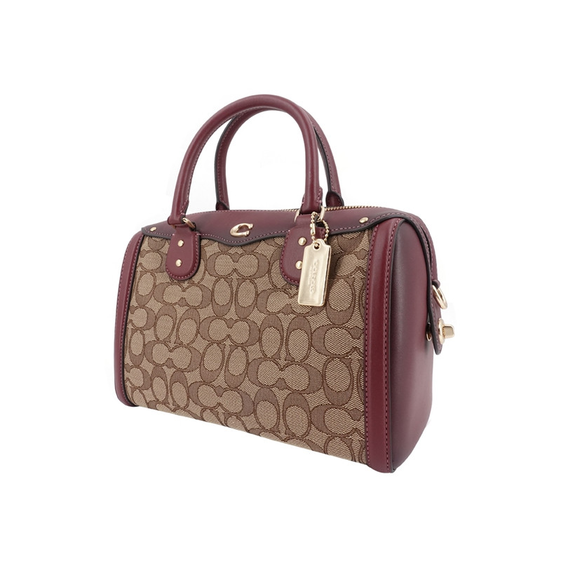 【包邮包税】coach蔻驰女包皮质"c"字logo单肩斜挎手提波士顿桶包大号