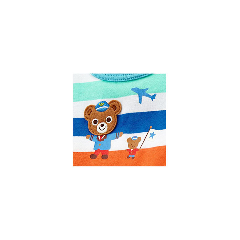 miki house/miki house 条纹小兔子/条纹小熊可爱卡通印花男宝纯棉