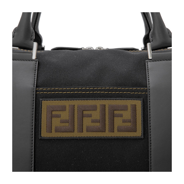 fendi/芬迪ff logo男士皮革帆布拉鍊手提斜挎包 7va43000a46kf0gxn