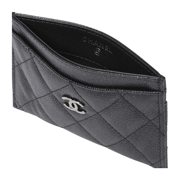 chanel/香奈儿 标志性cc交扣标志菱形绗缝黑色小羊皮女士小型皮具信用