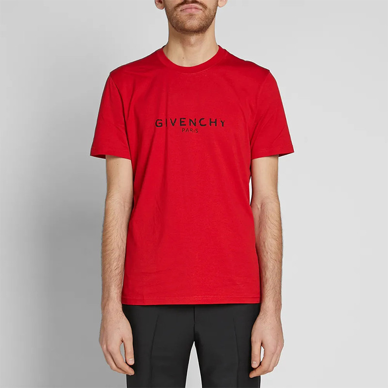 givenchy/纪梵希 2019年新款红色棉质logo印花时尚男女同款t恤bm70k9