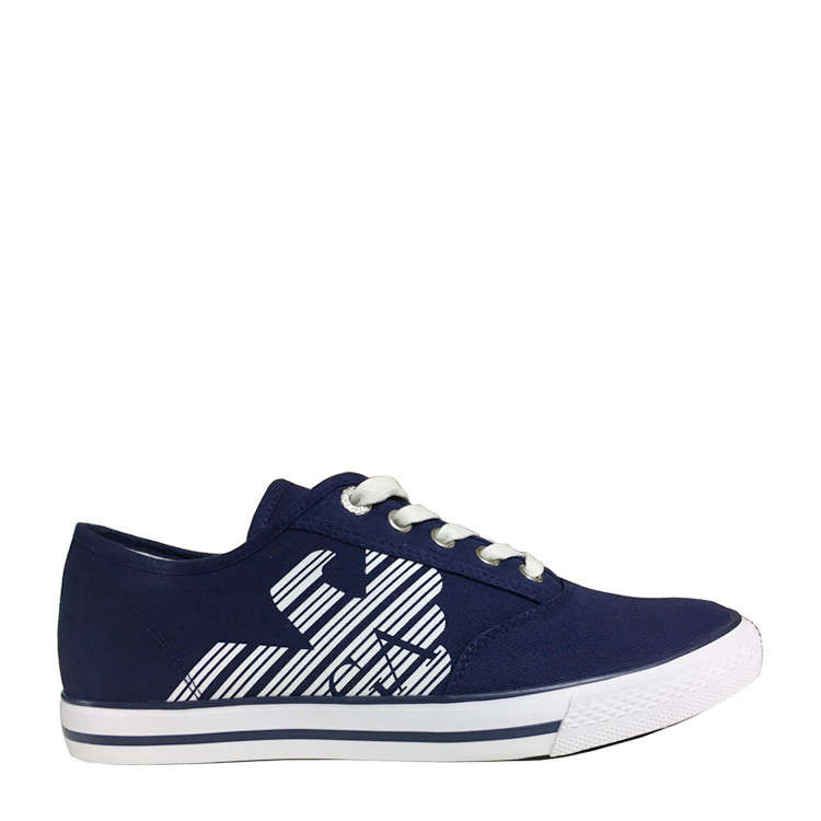 emporio armani(安普里奥阿玛尼) 深蓝色帆布男士时尚休闲帆布鞋 42