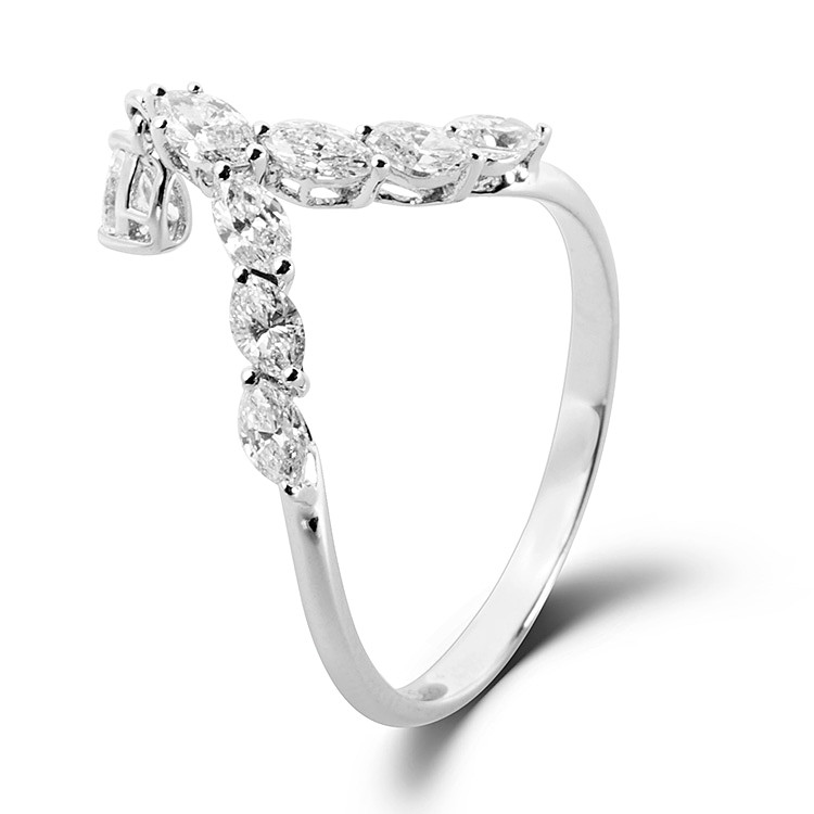 half&half 18k金 白金色 钻石戒指 dr25163w001-15773 铂金色 铂金色