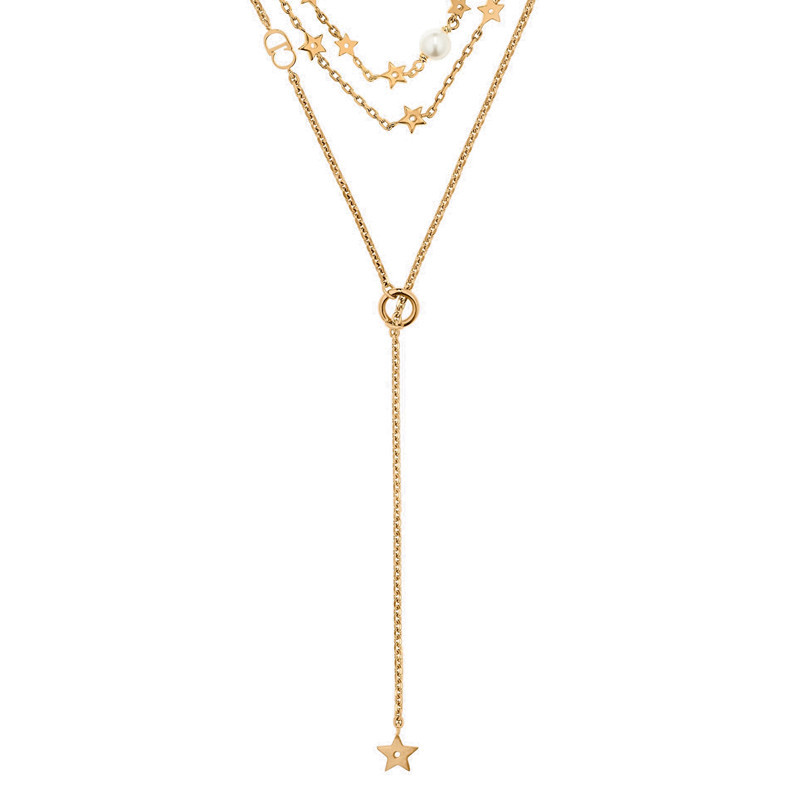 税】dior/迪奥 19春夏新款sous les etoiles镀金金属星星珍珠多层项链