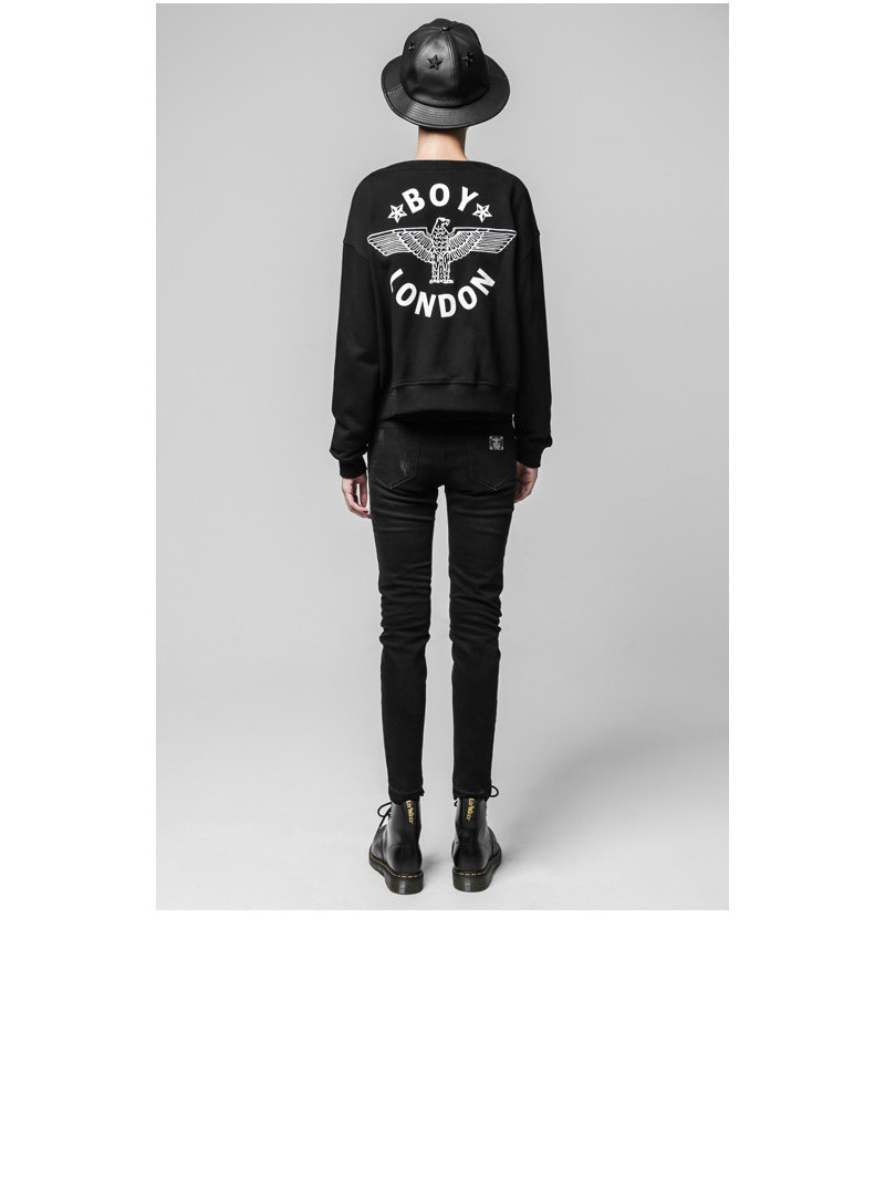 boy london(boy london) 黑色棉质骷髅头刺绣女士牛仔裤 s