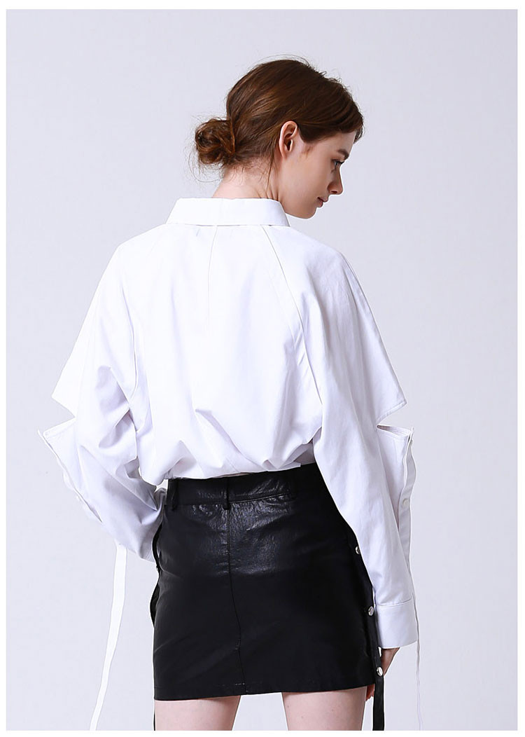 wunder geist 宽松款插肩袖白色女士衬衫